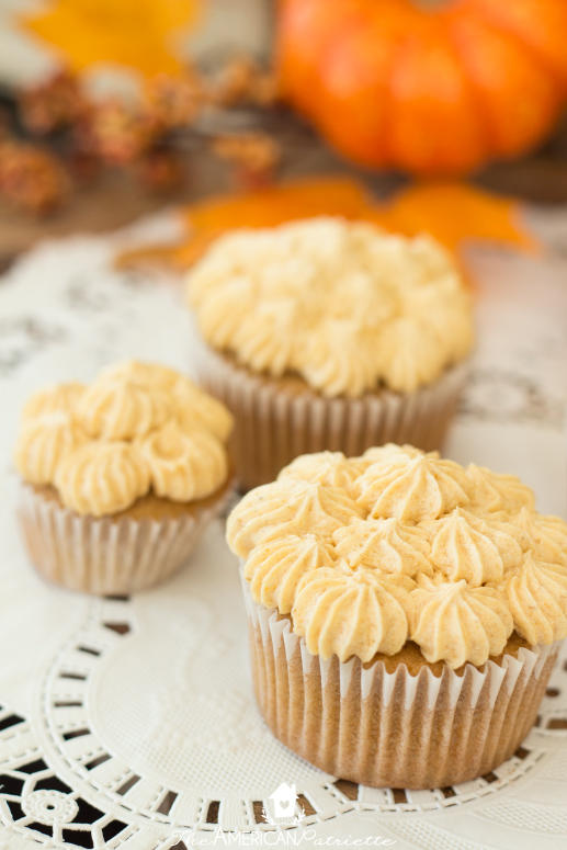 apple butter cupcakes with pumpkin buttercream frosting