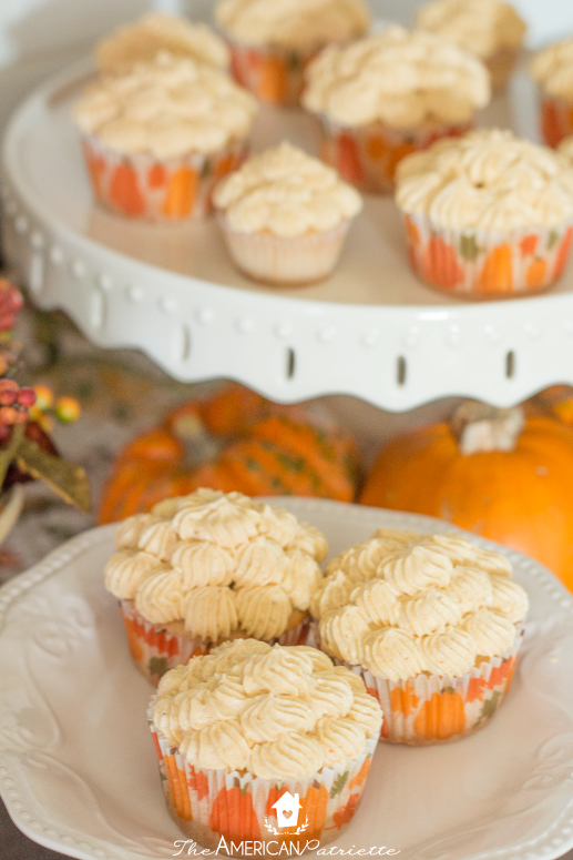 apple butter cupcakes with pumpkin buttercream frosting