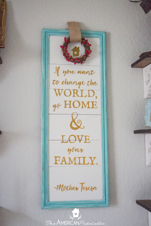 DIY Painted Wooden Plank Sign Tutorial - Repurpose an old frame and use scrap wood or pallets to create a lovely piece of home decor with an inspirational quote on it! 