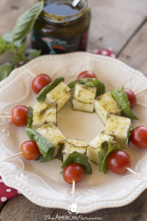 Caprese Skewers - an easy, fresh snack or appetizer to prepare for guests or to bring to a party!