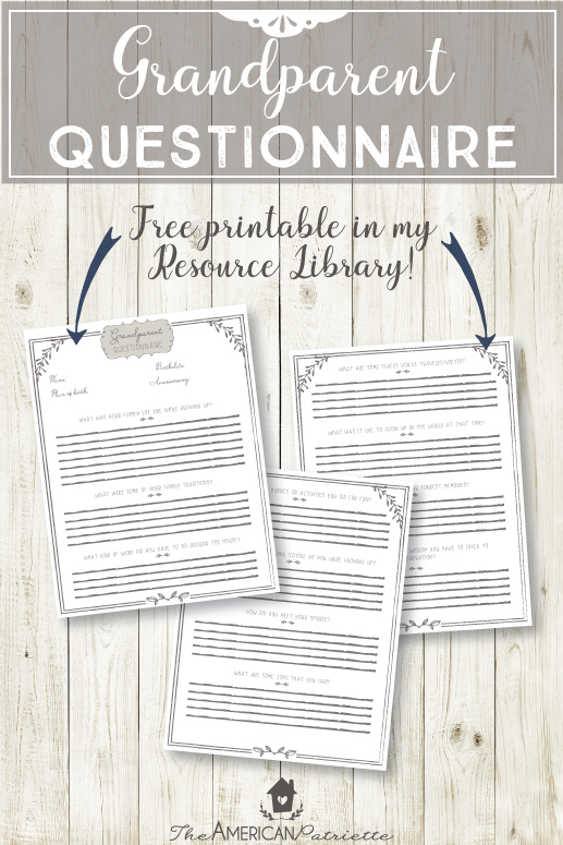 Grandparent Questionnaire - Have Grandparents Write down Memories and Advice for their Grandkids