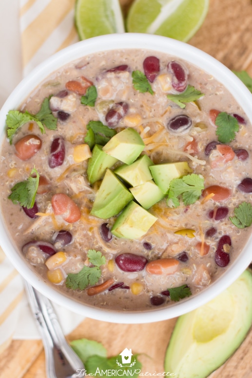 No Prep Protein-Packed Green Chile Chicken and Quinoa Enchilada Soup