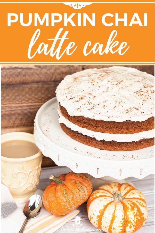 This homemade pumpkin chai latte cake is a delicious fall cake recipe, perfect for potlucks, cozy fall dinner parties, and Thanksgiving meals! Made with pudding and topped off with homemade chai buttercream frosting, this pumpkin dessert will bring smiles from miles around! #fallfood #falldessert #fallcake #chai #pumpkin