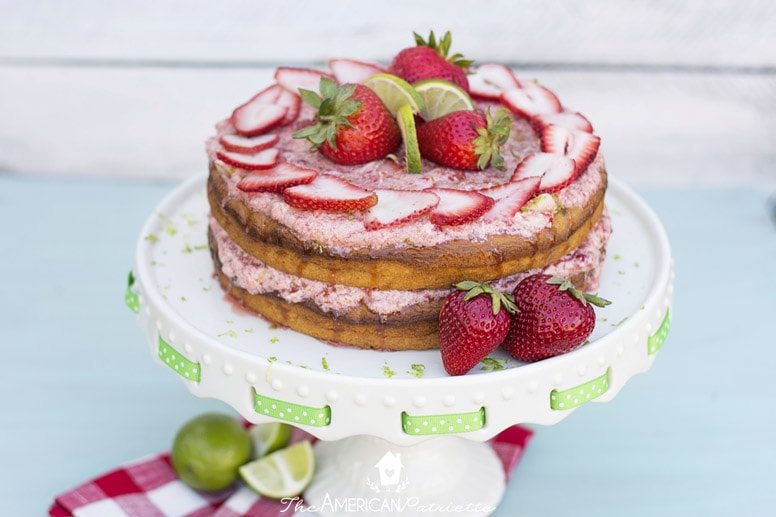 Delicious Strawberry Limeade Cake perfect for a spring dessert or summer dessert recipe! Incredibly moist and flavorful!